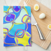 Cartoon Mandala Blume Blau Gelb und Rosa Geschirrtuch (Viertel Falte)