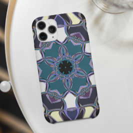 Cartoon Mandala Blume Blau Lila Schwarz und Weiß Case-Mate iPhone Hülle