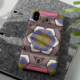 Cartoon Mandala Blume Blau Rosa und Gelb Case-Mate iPhone Hülle