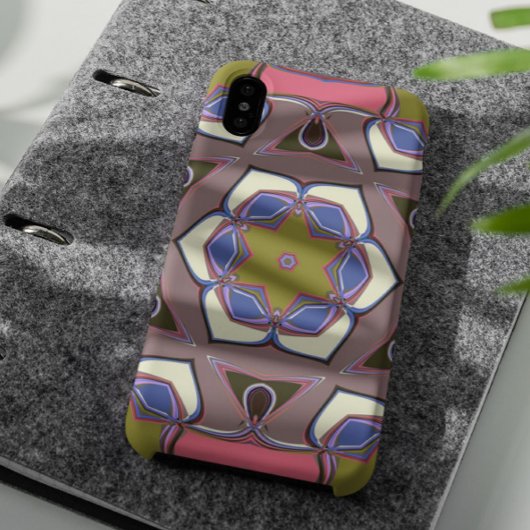 Cartoon Mandala Blume Blau Rosa und Gelb Case-Mate iPhone Hülle