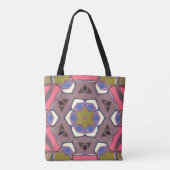 Cartoon Mandala Blume Blau Rosa und Gelbe Tasche B (Rückseite)