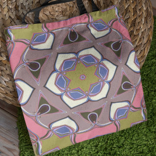 Cartoon Mandala Blume Blau Rosa und Gelbe Tasche B