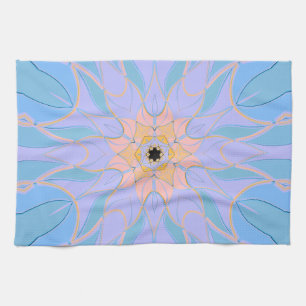 Cartoon Mandala Blume Blau und Gelb Geschirrtuch
