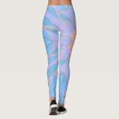 Cartoon Mandala Blume Blau und Gelb Leggings (Rückseite)