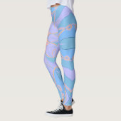Cartoon Mandala Blume Blau und Gelb Leggings (Links)