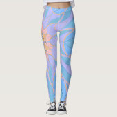 Cartoon Mandala Blume Blau und Gelb Leggings (Vorderseite)