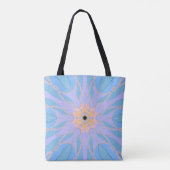 Cartoon Mandala Blume Blau und Gelb Tasche (Rückseite)