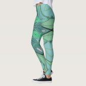 Cartoon Mandala Blume Blau und Grün Leggings (Links)