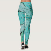 Cartoon Mandala Blume Blau und Grün Leggings (Rückseite)