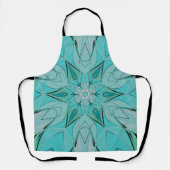 Cartoon Mandala Blume Blau und Grün Schürze (Vorderseite)