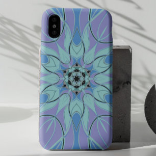 Cartoon Mandala Blume Blau und Lila Case-Mate iPhone Hülle