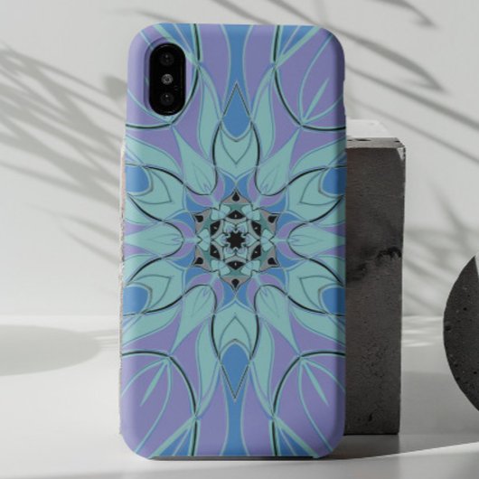 Cartoon Mandala Blume Blau und Lila Case-Mate iPhone Hülle