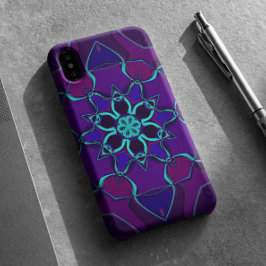 Cartoon Mandala Blume Blau und Lila Case-Mate iPhone Hülle