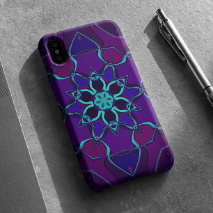 Cartoon Mandala Blume Blau und Lila Case-Mate iPhone Hülle