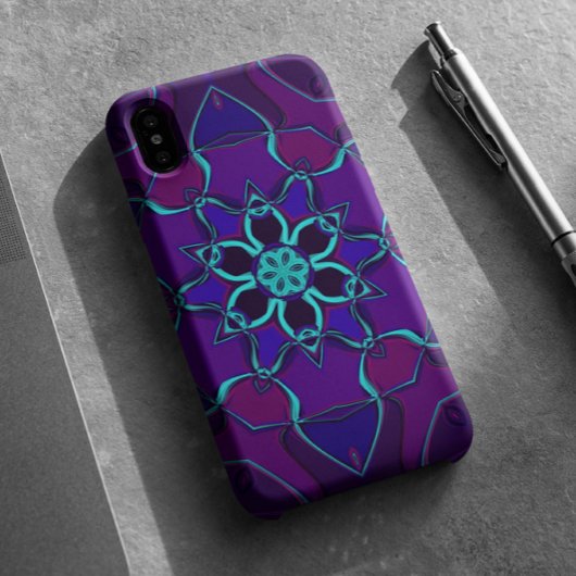Cartoon Mandala Blume Blau und Lila Case-Mate iPhone Hülle