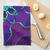 Cartoon Mandala Blume Blau und Lila Geschirrtuch (Viertel Falte)