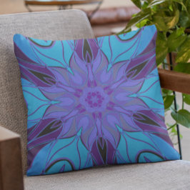 Cartoon Mandala Blume Blau und Lila Kissen