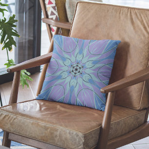 Cartoon Mandala Blume Blau und Lila Kissen