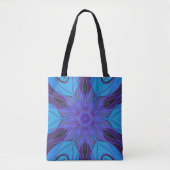 Cartoon Mandala Blume Blau und Lila Tasche (Vorderseite)