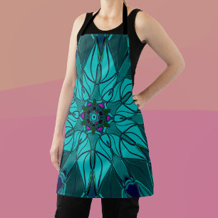 Cartoon Mandala Blume Blue Schürze