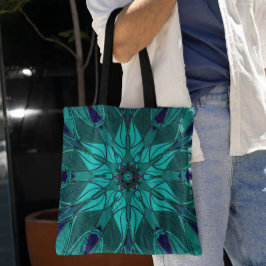 Cartoon Mandala Blume Blue Tasche