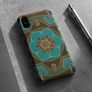 Cartoon Mandala Blume Blue und Orange Case-Mate iPhone Hülle