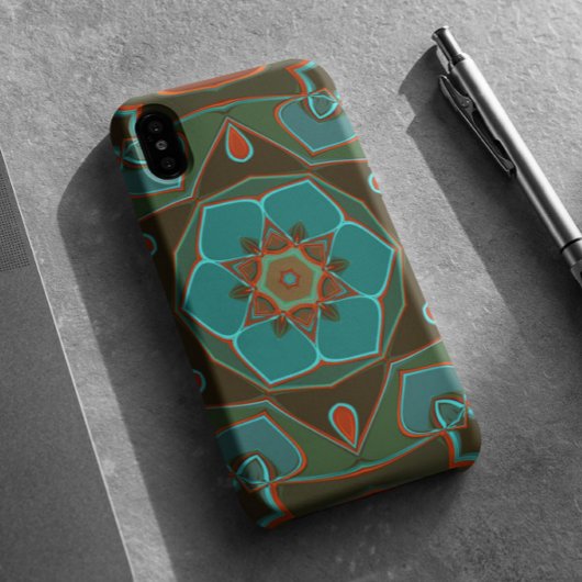 Cartoon Mandala Blume Blue und Orange Case-Mate iPhone Hülle