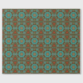 Cartoon Mandala Blume Blue und Orange Geschenkpapier (Flach)