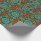 Cartoon Mandala Blume Blue und Orange Geschenkpapier (Ecke)