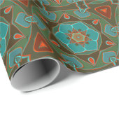Cartoon Mandala Blume Blue und Orange Geschenkpapier (Rolleneckpunkt)