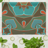 Cartoon Mandala Blume Blue und Orange Geschirrtuch (Gefaltet)