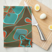 Cartoon Mandala Blume Blue und Orange Geschirrtuch (Viertel Falte)