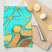 Cartoon Mandala Blume Blue und Orange Geschirrtuch (Viertel Falte)