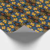 Cartoon Mandala Blume Gelb Blau und Orange Geschenkpapier (Ecke)