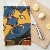 Cartoon Mandala Blume Gelb Blau und Orange Geschirrtuch (Viertel Falte)