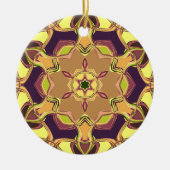 Cartoon Mandala Blume Gelb Lila und orange Keramik Ornament (Vorne)