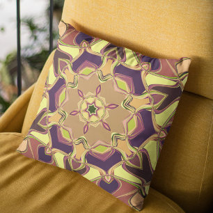 Cartoon Mandala Blume Gelb Lila und orange Kissen