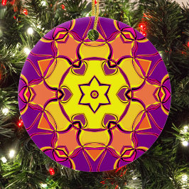 Cartoon Mandala Blume Gelb Orange und Rosa Keramik Ornament