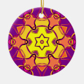Cartoon Mandala Blume Gelb Orange und Rosa Keramik Ornament (Vorne)