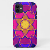 Cartoon Mandala Blume Gelb Rosa und Blau Case-Mate iPhone Hülle (Rückseite)
