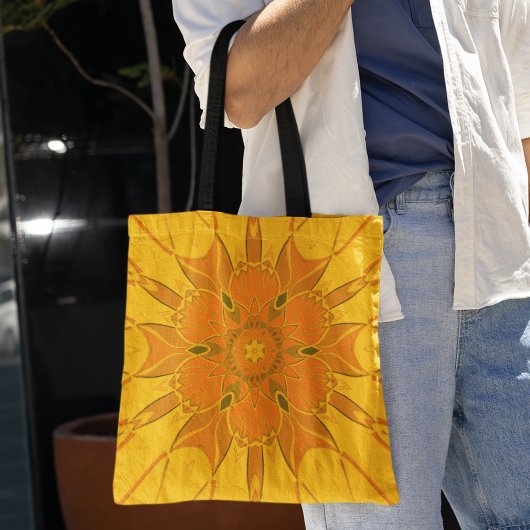 Cartoon Mandala Blume Gelb Tasche