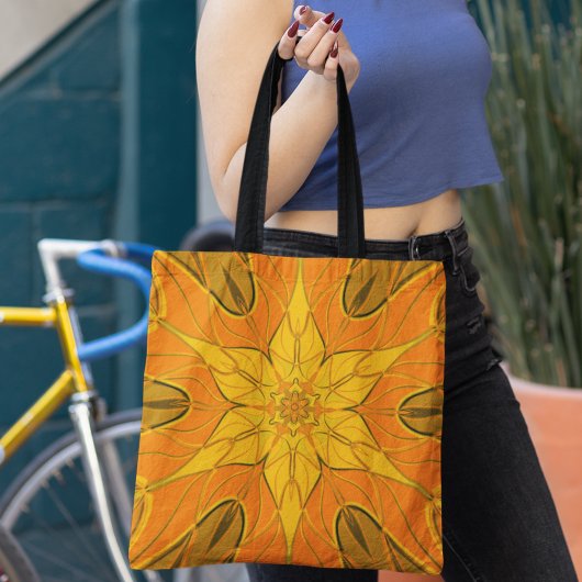 Cartoon Mandala Blume Gelb Tasche
