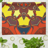 Cartoon Mandala Blume Gelb- und Blautönen Geschirrtuch (Gefaltet)