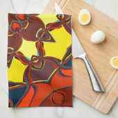 Cartoon Mandala Blume Gelb- und Blautönen Geschirrtuch (Viertel Falte)