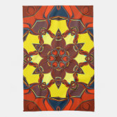 Cartoon Mandala Blume Gelb- und Blautönen Geschirrtuch (Vertikal)