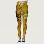 Cartoon Mandala Blume Gelb und Grün Leggings (Vorderseite)