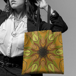 Cartoon Mandala Blume Gelb und Grün Tasche