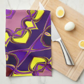 Cartoon Mandala Blume Gelb und Lila Geschirrtuch (Viertel Falte)