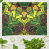 Cartoon Mandala Blume Gelb und Orange Geschirrtuch (Gefaltet)