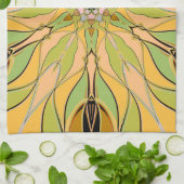 Cartoon Mandala Blume Gelb und Orange Geschirrtuch (Gefaltet)